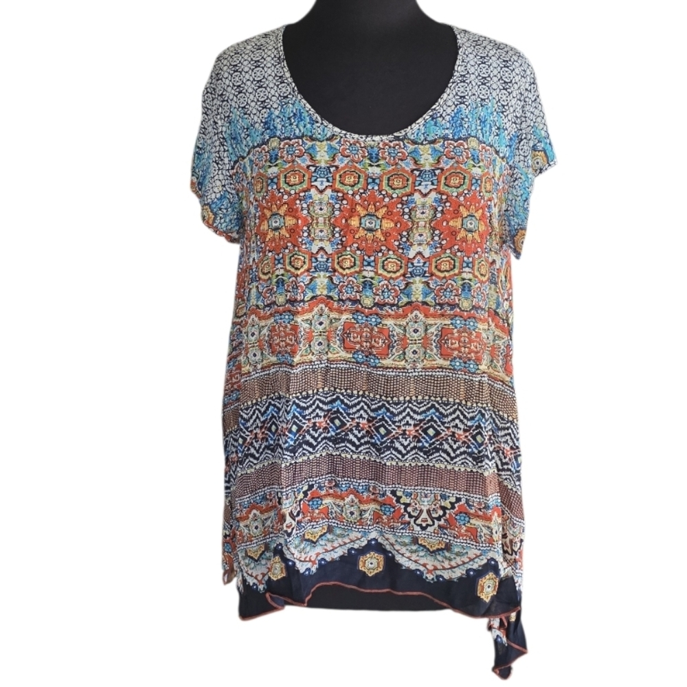 Love Kyla Seo Boho Chic Bohemian Tunic Long Colorful Top Medium